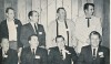 Years ago, the Borax company would honor the seniority of its employees with a recognition dinner and pin. This group was being honored in 1968 for 10 years of service. Back, l to r, Sam Elwood, Melvin English, James Fleming, Van Harrold Front, l to r, Marvin Kimble, James Clements, Larry Cox, Willard Duncan — with Marvin Kimble, Sam Elwood, James Clements, Melvin English, Larry Cox, James Fleming, Van Harrold and Willard Duncan in Boron, California.