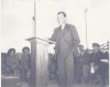 Here is an image of Bud Barnes, 1943 Borax Workers Union President, speaking to the attendees of the Pacific Coast Borax Company war effort award ceremony. — in Boron, California